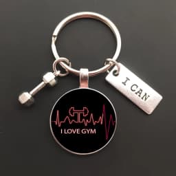 New Force Sports Dumbbell Keychain Charm Weight Fitness and Word Gym Exercise Gift Glass Keychain Car Keyring Bag Chain