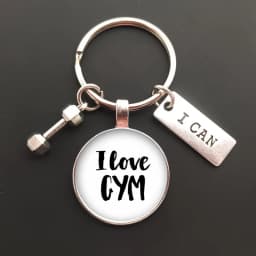 New Force Sports Dumbbell Keychain Charm Weight Fitness and Word Gym Exercise Gift Glass Keychain Car Keyring Bag Chain