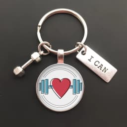 New Force Sports Dumbbell Keychain Charm Weight Fitness and Word Gym Exercise Gift Glass Keychain Car Keyring Bag Chain