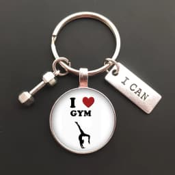 New Force Sports Dumbbell Keychain Charm Weight Fitness and Word Gym Exercise Gift Glass Keychain Car Keyring Bag Chain