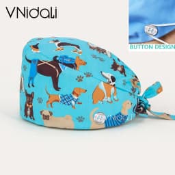 Flower and cartoon print Scrub Hat Beauty Salon Nurse Cap Lab Pet Shop Button scrub hats for women medico nursing accessories