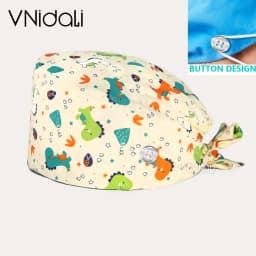 Flower and cartoon print Scrub Hat Beauty Salon Nurse Cap Lab Pet Shop Button scrub hats for women medico nursing accessories