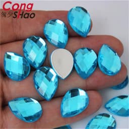 Cong Shao 50pcs 13*18mm Colorful Acrylic Rhinestone Flat Back Drop Shape Stones And Crystals Clothing Crafts Accessories WC318