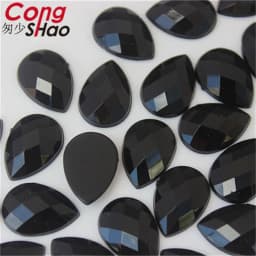 Cong Shao 50pcs 13*18mm Colorful Acrylic Rhinestone Flat Back Drop Shape Stones And Crystals Clothing Crafts Accessories WC318