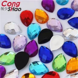Cong Shao 50pcs 13*18mm Colorful Acrylic Rhinestone Flat Back Drop Shape Stones And Crystals Clothing Crafts Accessories WC318
