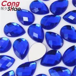Cong Shao 50pcs 13*18mm Colorful Acrylic Rhinestone Flat Back Drop Shape Stones And Crystals Clothing Crafts Accessories WC318