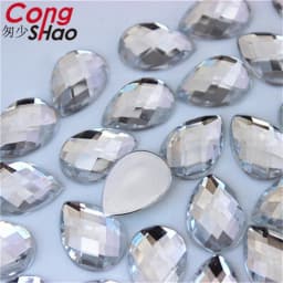 Cong Shao 50pcs 13*18mm Colorful Acrylic Rhinestone Flat Back Drop Shape Stones And Crystals Clothing Crafts Accessories WC318