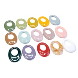 Acrylic Oval Shape Pendant Accessories Ear Drop Mixed Colors Necklace Charms Wholesale Jewelry Making Finding Diy Material 10pcs