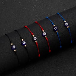 6pcs/set Turkish Blue Evil Eye Bracelet for Women Handmade Woven Rope Chain Crystal Bead Bracelet Jewelry Wholesale Dropshipping