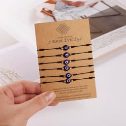 6pcs/set Turkish Blue Evil Eye Bracelet for Women Handmade Woven Rope Chain Crystal Bead Bracelet Jewelry Wholesale Dropshipping