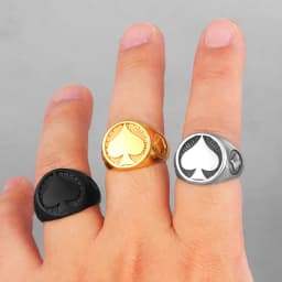 Poker Spades Good Luck Stainless Steel Mens Rings Punk Hip Hop Unique For Male Boyfriend Biker Jewelry Creativity Gift Wholesale