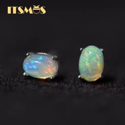 ITSMOS Natural Stone Opal Earrings s925 Silver Lucky Hope Elf Studs Earring Lover Colorful Jewerly for Women Gift High Quality