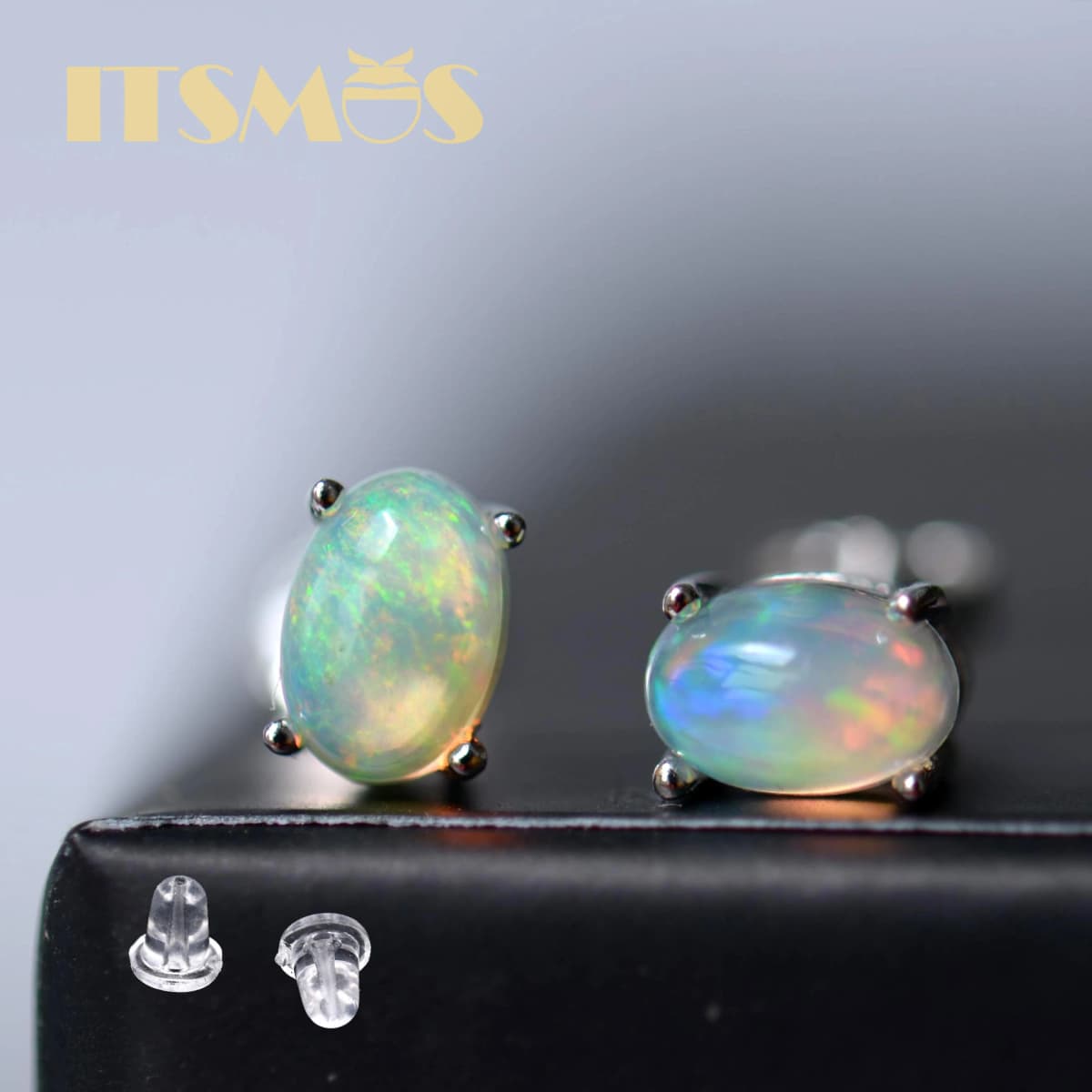 ITSMOS Natural Stone Opal Earrings s925 Silver Lucky Hope Elf Studs Earring Lover Colorful Jewerly for Women Gift High Quality