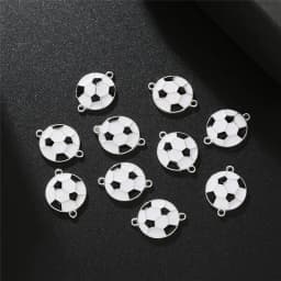 10pcs/lot New Creative Football Alloy Black White Color Charms Connectors For DIY Fashion Earrings Necklace Jewelry Accessories