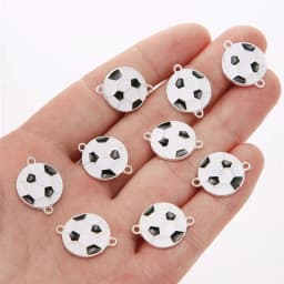 10pcs/lot New Creative Football Alloy Black White Color Charms Connectors For DIY Fashion Earrings Necklace Jewelry Accessories