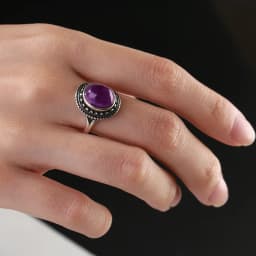 925 Silver Rings Natural Amethyst Gemstone Rings for Women Wedding Bands Anniversary Gift Fine Jewelry