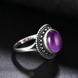 925 Silver Rings Natural Amethyst Gemstone Rings for Women Wedding Bands Anniversary Gift Fine Jewelry