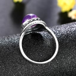 925 Silver Rings Natural Amethyst Gemstone Rings for Women Wedding Bands Anniversary Gift Fine Jewelry