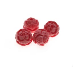 20PCS Carved Lotus Flower Natural Cinnabar Red Beads Round Loose Spacer Beads for Jewelry Making DIY Bracelet Earrings Handmade