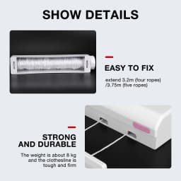 Retractable Laundry Hanger Telescopic Indoor Wall Mounted Clothes Line Drying Rack Clothesline for Bathroom Home Balconies