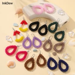 INKDEW New Fashion Water Drop Earrings for Women Faceted Beads Handmade Crystal Big Long Earrings Jewelry Vintage boho EA004