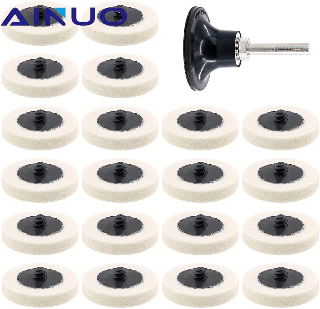 R-Type Compressed Wool Felt Disc Polishing Buffing Pads Wheels Grinding Abrasive Tools for Dremel 1/4" Shank