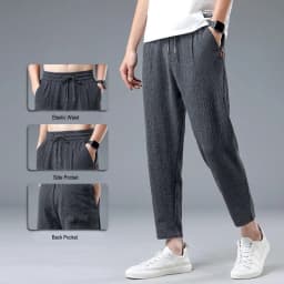 Summer Ice Silk Man Jogger Linen Pants Casual Wide Summer Sweatpants Male Spring Lightweight Halking Harem Trousers