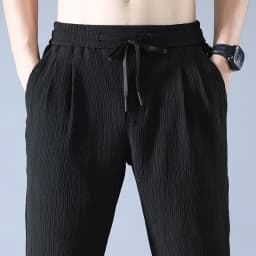 Summer Ice Silk Man Jogger Linen Pants Casual Wide Summer Sweatpants Male Spring Lightweight Halking Harem Trousers