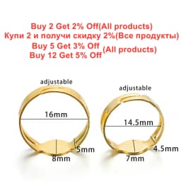 40Pcs/Lot 7/8mm Adjustable Gold Plated Ring Settings Base Blank for DIY Rings Jewelry Findings Making Accessories Supplies