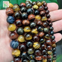 Smooth Natural Tricolor Tiger Eye Stone Loose Round Beads for Jewelry Making DIY Bracelet Accessories 15" Strand 4/6/8/10/12mm