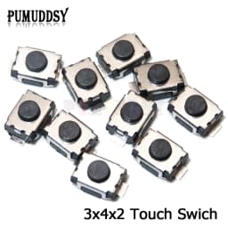 50PCS 3*4*2mm button switch 2PIN Patch touch switch SMD switch 3x4x2mm BXV