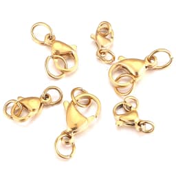 20Pcs Stainless Steel Gold with Jump Ring Lobster Clasp Claw Clasps for Bracelet Necklace Chain Diy Jewelry Making Supplies