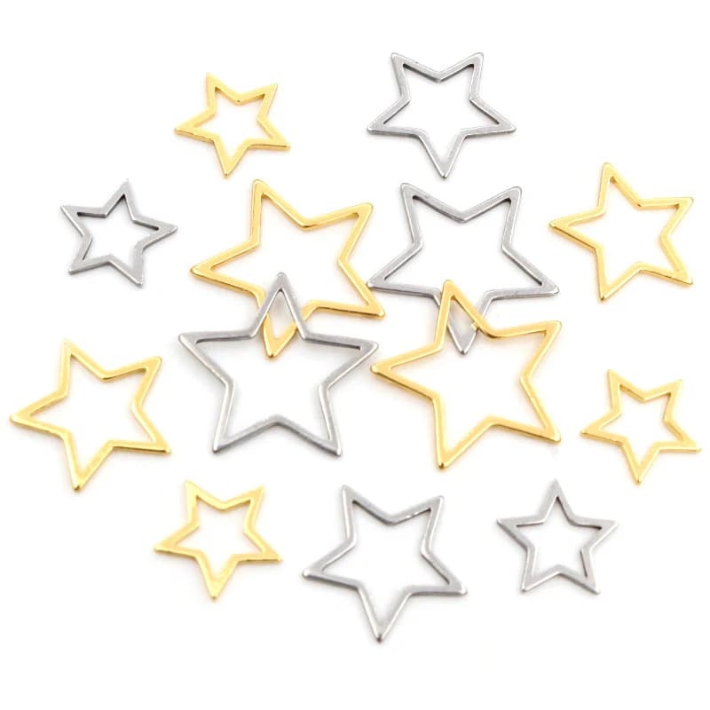 20pcs 3 Size Stars Charm Gold Stainless Steel Pendant Open Bezels Hollow Pressed Resin Frame Mold Bezel DIY Jewelry Making