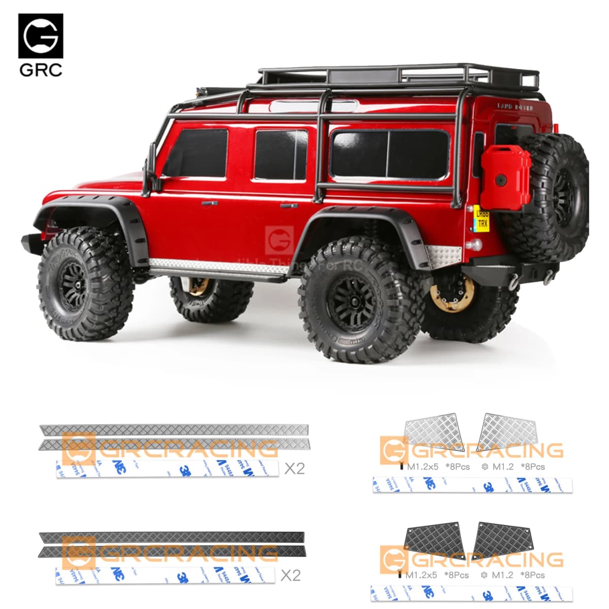 GRC1/10 Side Skirt Skid Plates Metal Chequered Decorative Diamond Sheets for Traxxas TRX4 Defender Body Shell Upgrade parts