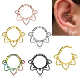 Flower Shape Nose Ring Septum Clicker Helix Piercing Ear Cartilage Daith Hoop Body Piercing For Women Men 316L Surgical Steel