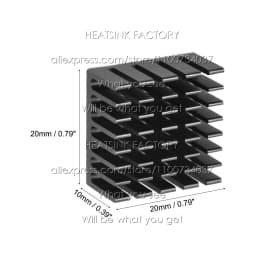 20x20x10mm Silver / Black Anodized Slotted Aluminum Heat Sink Cooler Radiator Heatsink With Thermal Conductive Pad Tape
