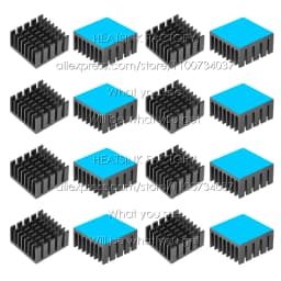 20x20x10mm Silver / Black Anodized Slotted Aluminum Heat Sink Cooler Radiator Heatsink With Thermal Conductive Pad Tape