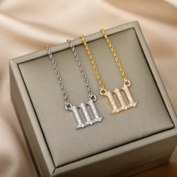 Zircon Angel Number Necklaces 111 222 333 444 555 666 777 888 999 Stainless Steel Necklace For Women Devil Choker Trend Jewelry