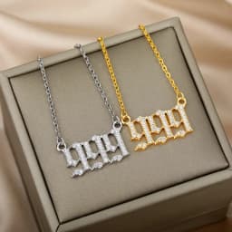 Zircon Angel Number Necklaces 111 222 333 444 555 666 777 888 999 Stainless Steel Necklace For Women Devil Choker Trend Jewelry