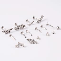 1PC G23 Titanium&Steel 16G CZ Gem Triangle Labret Lip Ring Crystal Cluster Ear Cartilage Tragus Helix Piercing Screw Fit Top 16g
