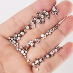 1PC G23 Titanium&Steel 16G CZ Gem Triangle Labret Lip Ring Crystal Cluster Ear Cartilage Tragus Helix Piercing Screw Fit Top 16g