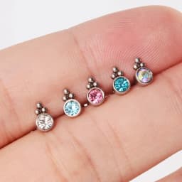 1PC G23 Titanium&Steel 16G CZ Gem Triangle Labret Lip Ring Crystal Cluster Ear Cartilage Tragus Helix Piercing Screw Fit Top 16g