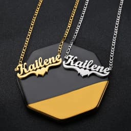 Atoztide Customized Name Hip Hop Letter Necklace Double Thick Plated Figaro Chain Piercing Carving Pendants for Women Gift