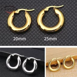 CANNER Stainless Steel Smooth Ear Buckle Round Thick Hoops Earrings for Women Piercing Earings Gift Fashion Jewelry 20/25/30mm