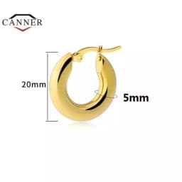 CANNER Stainless Steel Smooth Ear Buckle Round Thick Hoops Earrings for Women Piercing Earings Gift Fashion Jewelry 20/25/30mm
