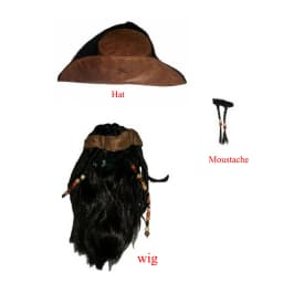 Halloween Costume for Unisex Adult Pu Pirate Captain Jack Sparrow Wigs Hat Carnival Party Props Accessories