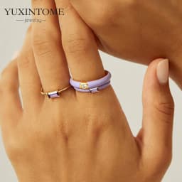 24K Gold-Plated /Silver Enamel Ring Slim Round Women Luxury Green /Purple/Pink Zircon CZ Rings Wedding Anniversary Fine Jewelry