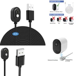 25ft/7.6m Weatherproof Outdoor Charging Cable for Arlo Ultra/Ultra 2/Pro 3/Pro 4/Go 2/PRO 5S(Black)