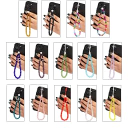 New Colorful Anti-Lost Phone Chain Artificial Crystal Phone Hang Rope Mobile Phone Strap Lanyard Cell Phone Case Hanging Cord