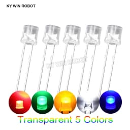 100pcs 5mm Flat Top White Red Yellow Blue Green Assorted Kit Lamp Diode LED Ultra Bright Bulbs Emitting Diodes F5 5 mm DIY Light